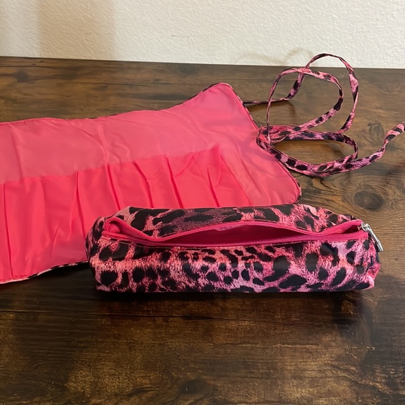 NEW Pink Zebra Print Cosmetic Brush Holder and Bag! CAN BE PERSONALIZED! - Picture 8 of 9
